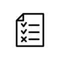 Questionnaire to fill out the vector icon. Isolated contour symbol illustration