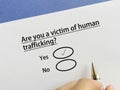 Questionnaire about trafficking