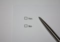 Questionnaire Yes or No. Decision making concept photo Royalty Free Stock Photo