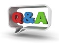 Questions and answers concept Q and A word in speech bubble over white