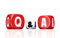 Questions and answers dices with reflection Royalty Free Stock Photo