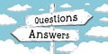 Questions and answers - outline signpost with two arrows Royalty Free Stock Photo