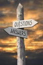 Questions and answers signpost - signpost with two arrows Royalty Free Stock Photo