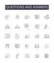 Questions and asnwers line icons collection. Inquiries and responses, Interrogations and replies, Queries and solutions