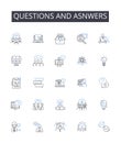 Questions and asnwers line icons collection. Inquiries and responses, Interrogations and replies, Queries and solutions