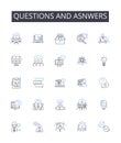Questions and asnwers line icons collection. Inquiries and responses, Interrogations and replies, Queries and solutions