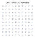 Questions and asnwers outline icons collection. Questions, Answers, Queries, Replies, Quizzes, Puzzles, Polls vector