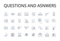 Questions and asnwers line icons collection. Inquiries and responses, Interrogations and replies, Queries and solutions