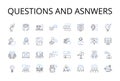 Questions and asnwers line icons collection. Inquiries and responses, Interrogations and replies, Queries and solutions