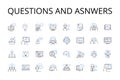 Questions and asnwers line icons collection. Inquiries and responses, Interrogations and replies, Queries and solutions