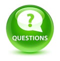 Questions (bubble icon) glassy green round button