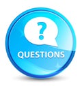 Questions (bubble icon) splash natural blue round button