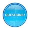 Questions? floral blue round button