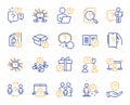 Questions line icons. Artificial Intelligence computer, phone with Question mark, Problem solve. Vector Royalty Free Stock Photo