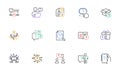 Questions line icons. Artificial Intelligence computer, phone with Question mark, Problem solve. Vector Royalty Free Stock Photo
