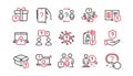 Questions line icons. Problem solve, Artificial Intelligence computer, Phone with Question mark. Vector Royalty Free Stock Photo