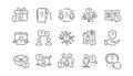 Questions line icons. Problem solve, Artificial Intelligence computer, Phone with Question mark. Vector Royalty Free Stock Photo