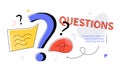 Questions - modern colorful flat design style web banner