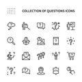 Questions and problem ask and think vector linear icons set. Isolated collection of questions icons for websites Royalty Free Stock Photo