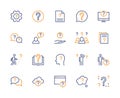 Questions and problem, vector linear colored icons set. Wonder. Isolated collection of question icon for websites