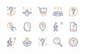 Questions and problems, ask and think, vector color linear icons set. Contains icons difficulty, question mark and more Royalty Free Stock Photo