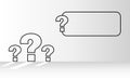 Questions symbol, inquiry and curiosity, question mark icon, ask and explore