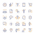 Questions and tasks, ask and think, vector color linear icons set. Collection of isolated symbols of questions for the Royalty Free Stock Photo