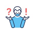 Questions about vaccination - vector line design single isolated icon Royalty Free Stock Photo