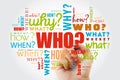 Questions whose answers are considered basic in information gathering or problem solving Royalty Free Stock Photo