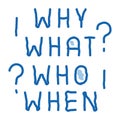 questions why what who when doodle icon hand drawn illustration