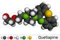 Quetiapine molecule. It is neuroleptic, atypical antipsychotic medication for the treatment of schizophrenia, bipolar disorder.