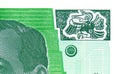 1 Quetzal banknote, Bank of Guatemala, closeup bill fragment shows Aztec eagle