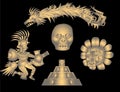 Quetzalcoatl and Aztec symbols