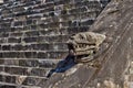 Quetzalcoatl, deity of Mesoamerican culture. Pyramid at Teotihuacan Ruins. Feathered Serpent Royalty Free Stock Photo