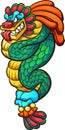 Quetzalcoatl feathered serpent god cartoon Royalty Free Stock Photo