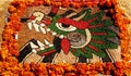 Aztec God Quetzalcoatl made of seeds in tepoztlan, morelos, mexico  II Royalty Free Stock Photo