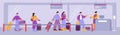 Queue in airport, people wait in line for check in Royalty Free Stock Photo