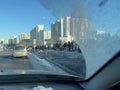 The queue at the Borisov Cemetery in Moscow to visit the grave of Russian opposition leader Alexei Navalny. Borisovskie prudy