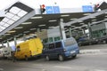 Queue of cars waiting at the Polish-Ukrainian border crossing Royalty Free Stock Photo