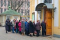 Queue in the church in Easter Sunday