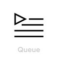 Queue Music Player icon. Editable Vector Outline. Royalty Free Stock Photo