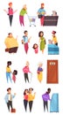 Queue People Characters Set Royalty Free Stock Photo