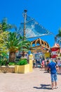 Spain july 2017 queue of people, entrance to PortAventura water Park