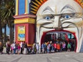 Queue to purchase tickets to Luna Park, Melbourne. Royalty Free Stock Photo