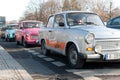 Queue of Trabant cars Royalty Free Stock Photo