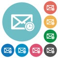 Queued mail flat round icons