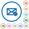 Queued mail icons with shadows and outlines Royalty Free Stock Photo