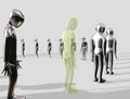 Queueing aluminium Man Royalty Free Stock Photo