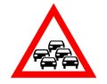 Queues likely on the road ahead. Warning traffic sign