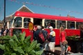 Queuing for a free ride at Fenland Busfest 2023, Whittlesey, Peterborough, UK Royalty Free Stock Photo